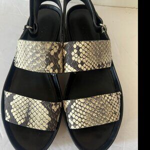 VINCE MARETT SNAKE EMBOSSED WEDGE SANDAL SIZE 7 US